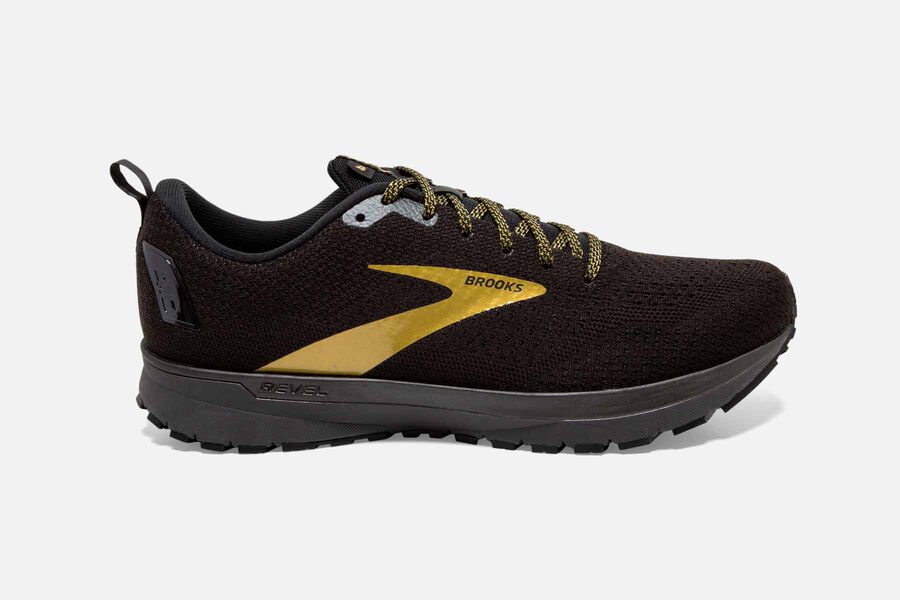 Brooks Revel 4 Road Löparskor Herr - Svarta/Guld - 1302-QYANP